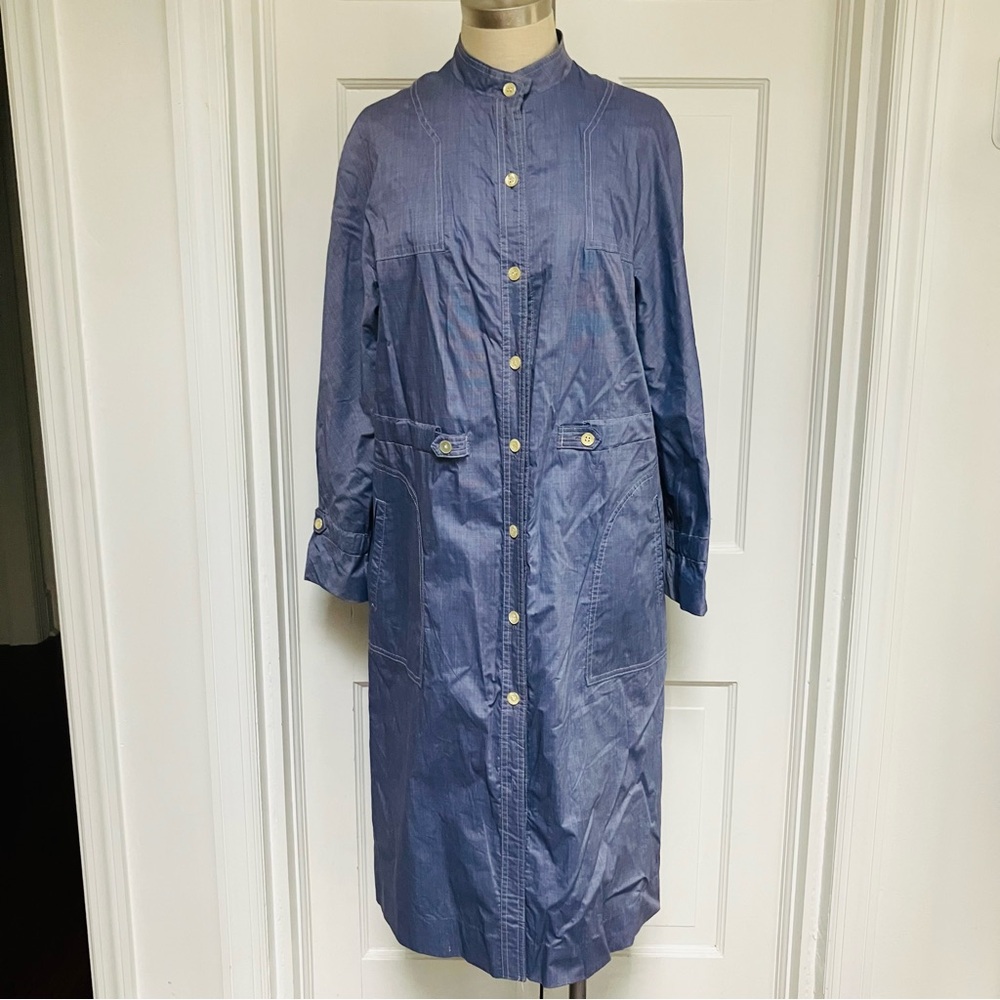 Vintage Pioggia Waterproof Trench Coat L Collarless OOAK